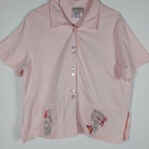 Coldwater Creek Size PL Short Sleeve Blouse Pink